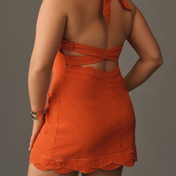 NWT Anthropologie Maeve V-Neck Halter Scallop Mini Dress 12 - Picture 3 of 7